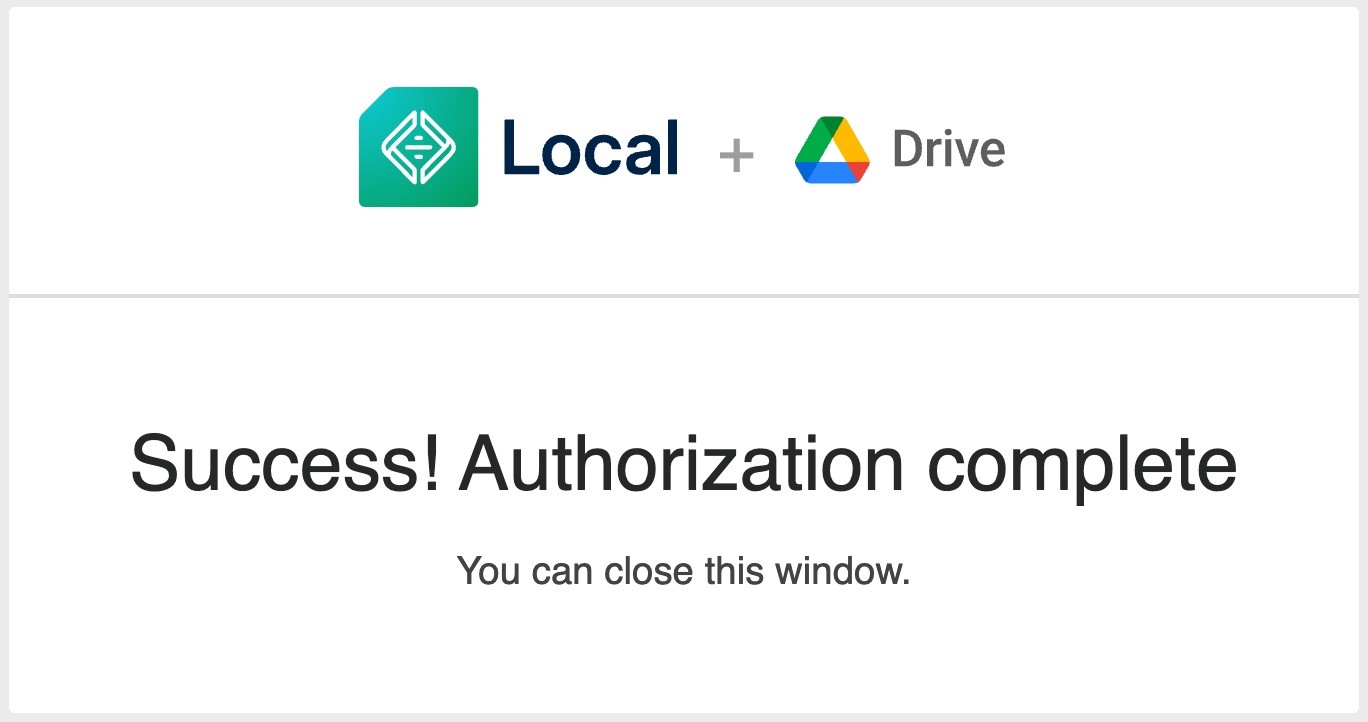 Success! Authorization complete