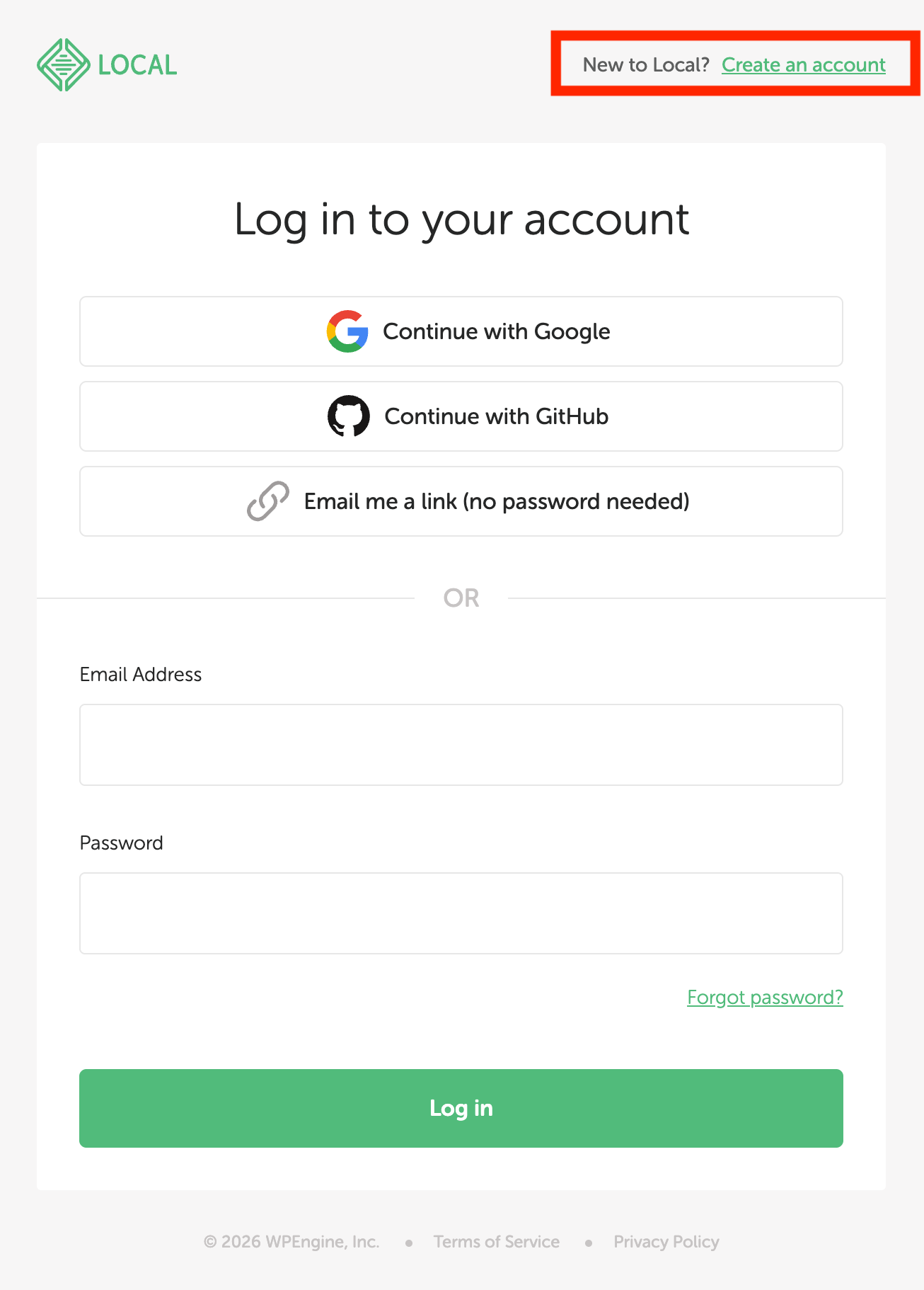 New to Local? Create an account