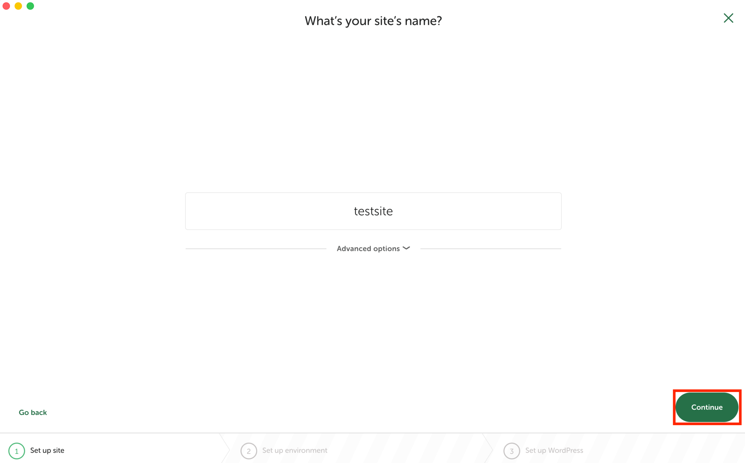 Localアプリ画面：サイト名を入力